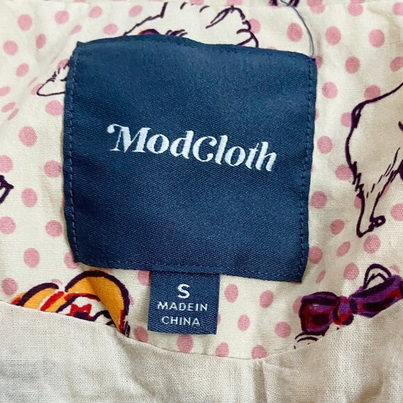 Modcloth Corgi dog dress, cotton sleeveless, fit & flare, lined. S Adorable! - Picture 7 of 7